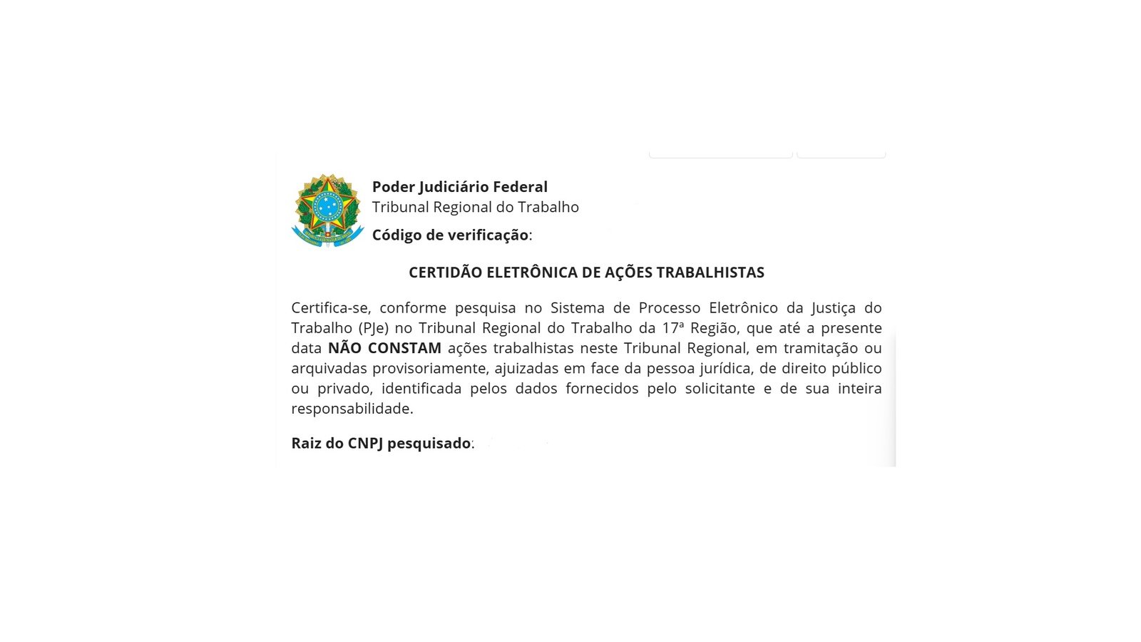 Consulta CEAT no Tribunal Regional do Trabalho